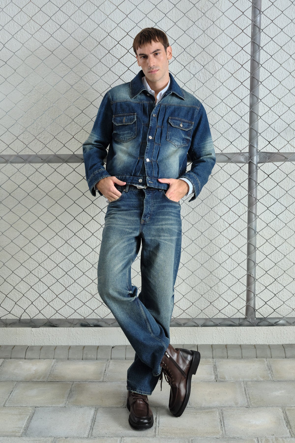 LASER-WASHED DENIM JACKET