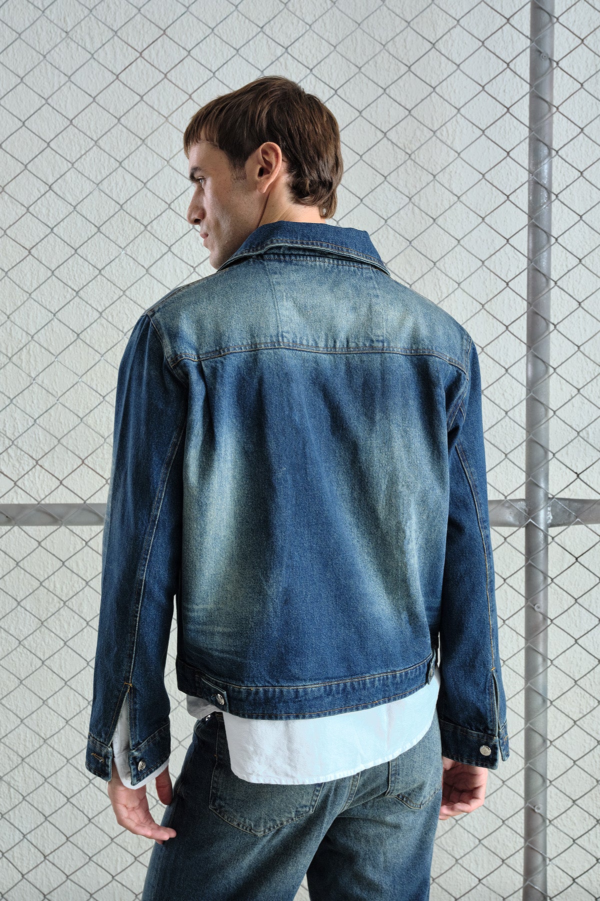 LASER-WASHED DENIM JACKET
