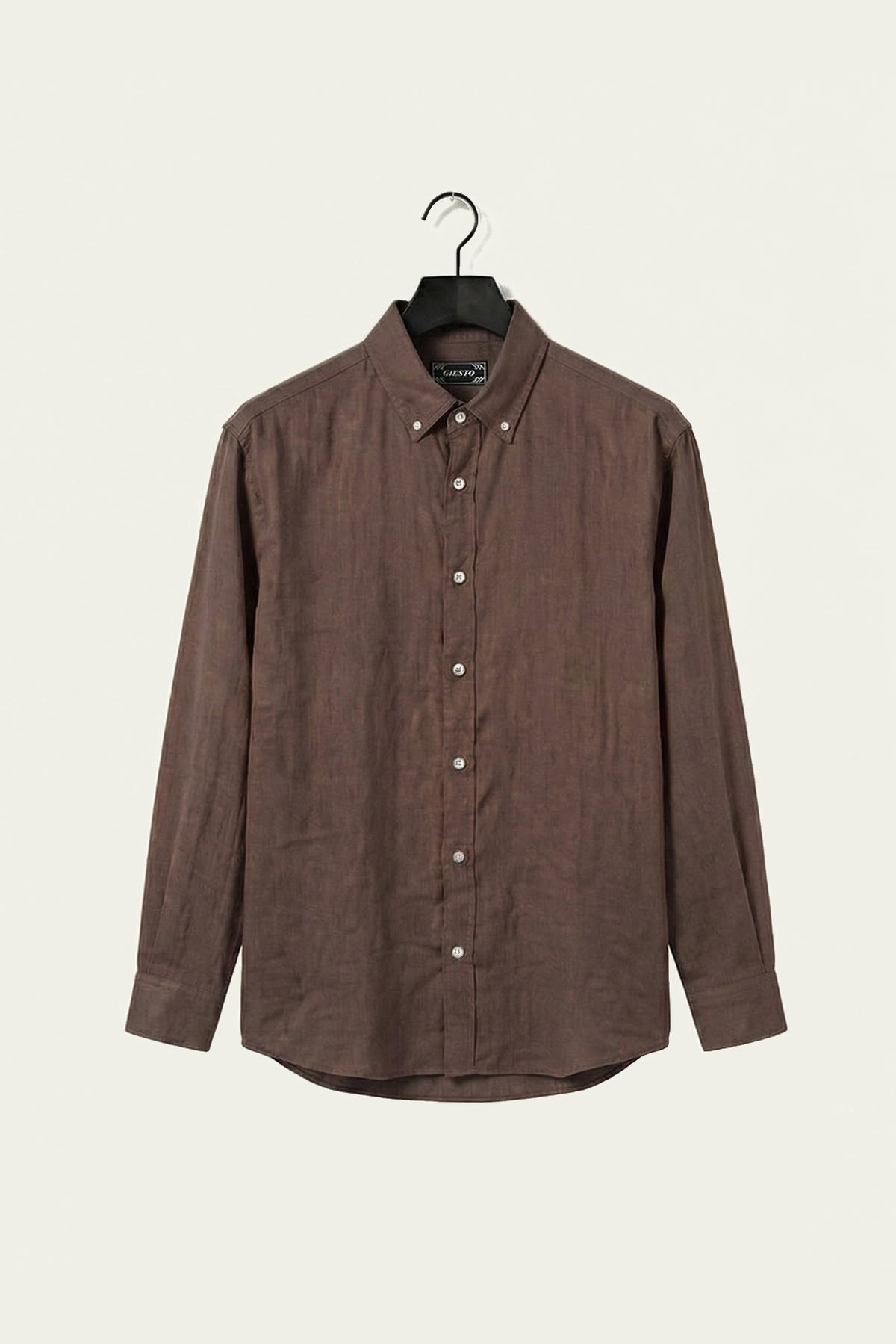 OVERSIZE DÖKÜMLÜ KAHVERENGİ FRESH KETEN GÖMLEK · 2