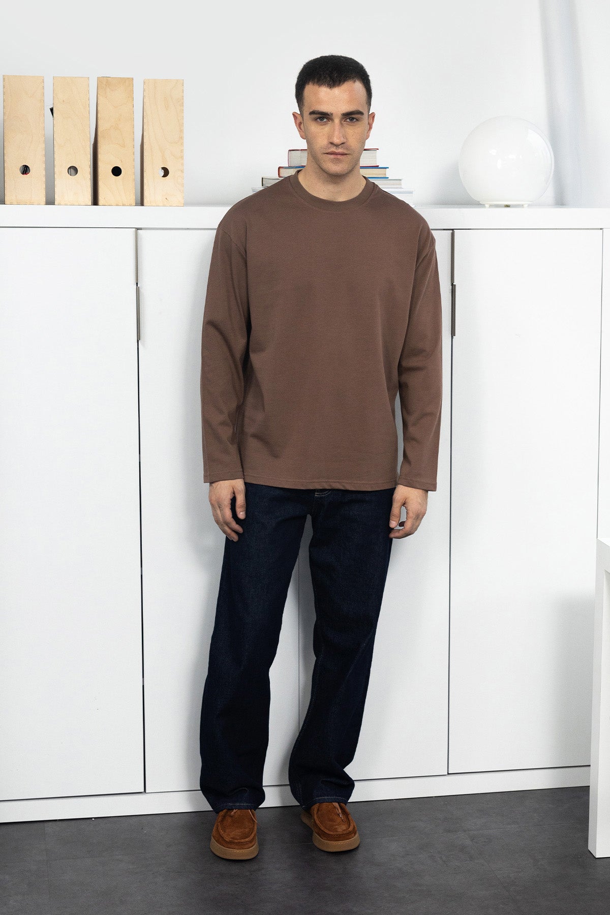 BASIC UZUN KOL T-SHIRT - KAHVERENGİ - T-SHIRT