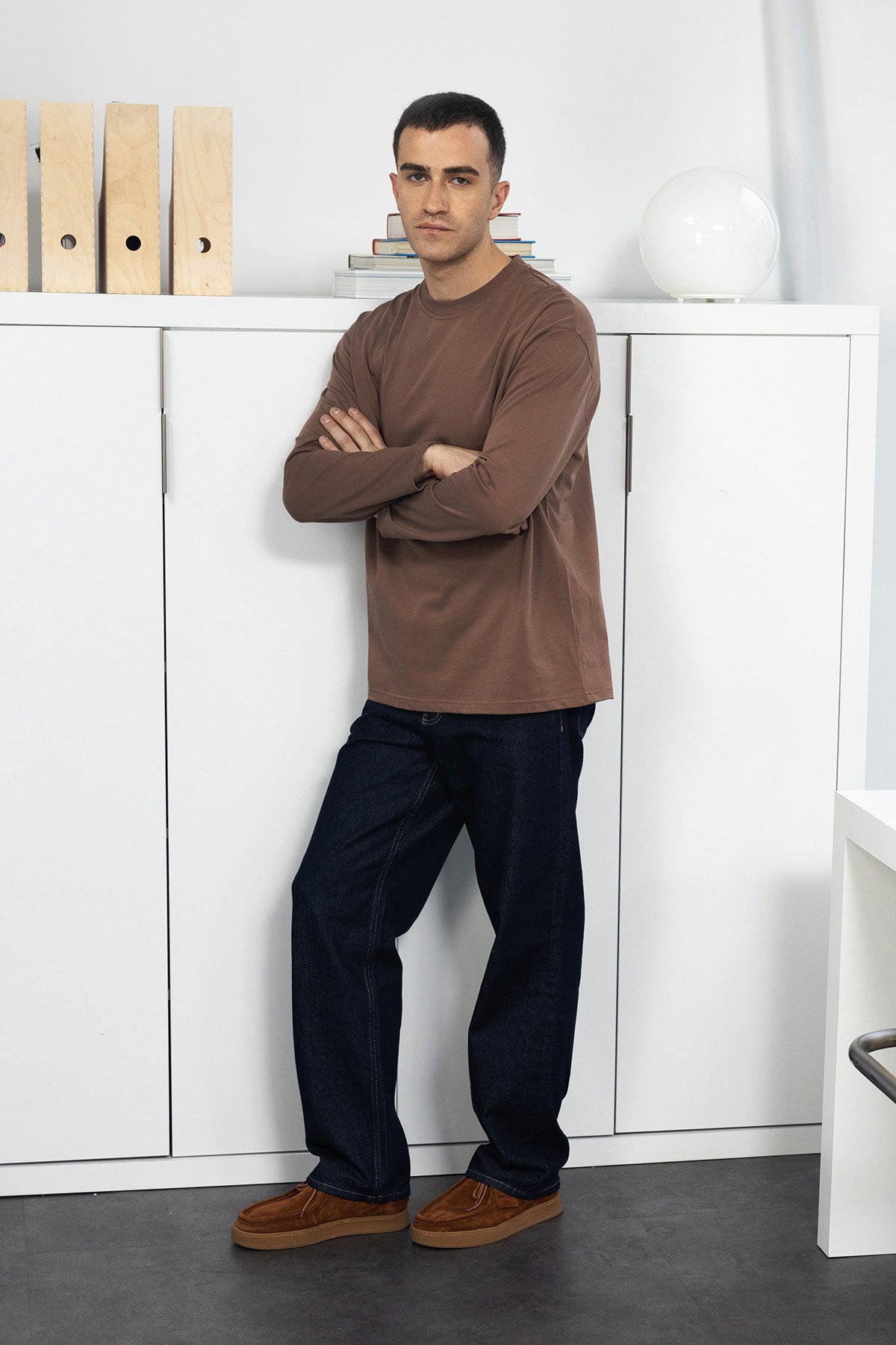 BASIC UZUN KOL T-SHIRT - KAHVERENGİ - T-SHIRT