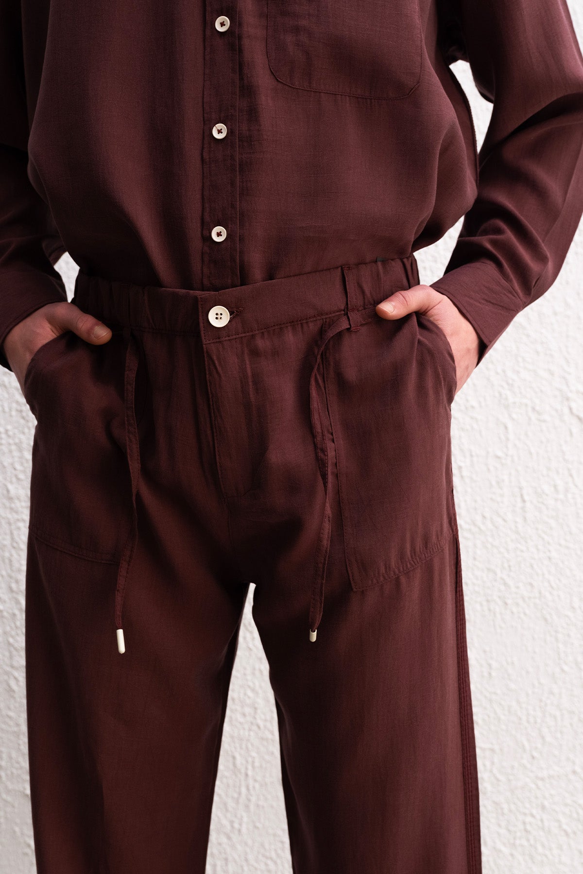 DÖKÜMLÜ JOGGER BORDO PANTOLON - PANTOLON