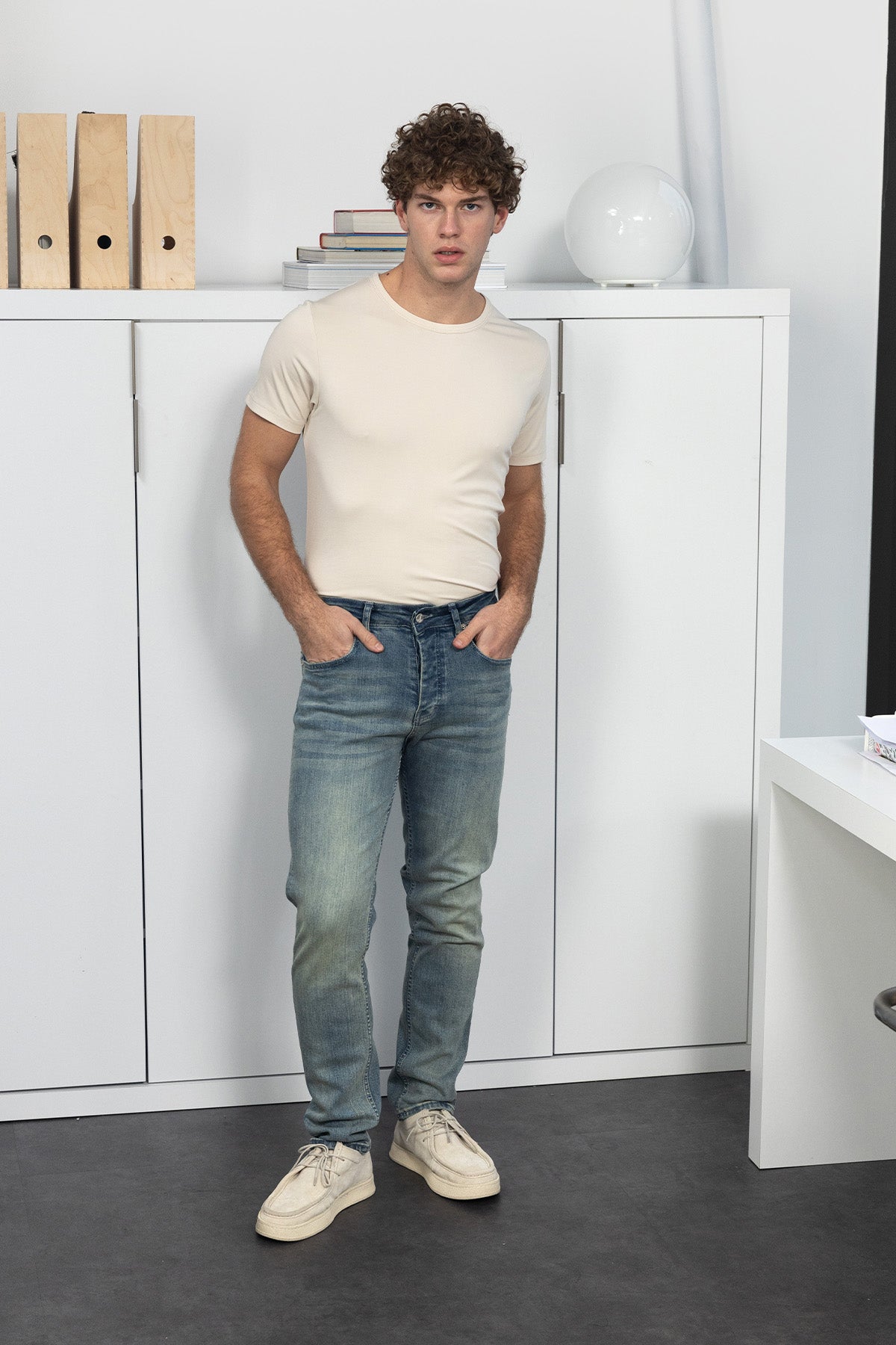 DAR KESİM T-SHIRT - BEJ - T-SHIRT