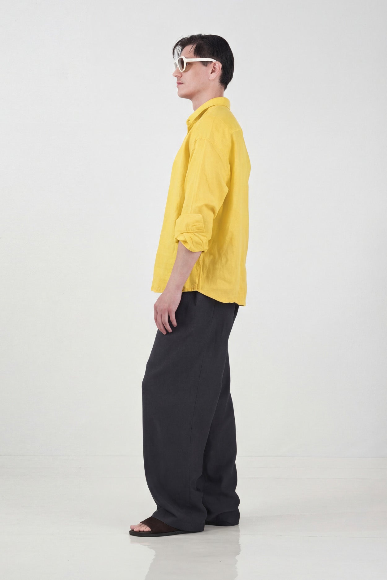 100% LINEN OVERSIZE YELLOW SHIRT