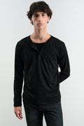İÇİ ATLETLİ UZUN KOL SİYAH T-SHIRT