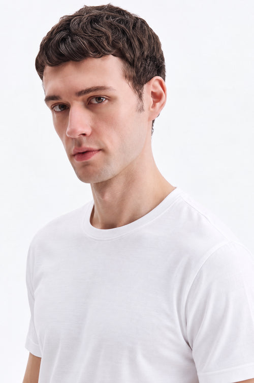 SHORT SLEEVE REGULAR FIT WHITE T-SHIRT - 1