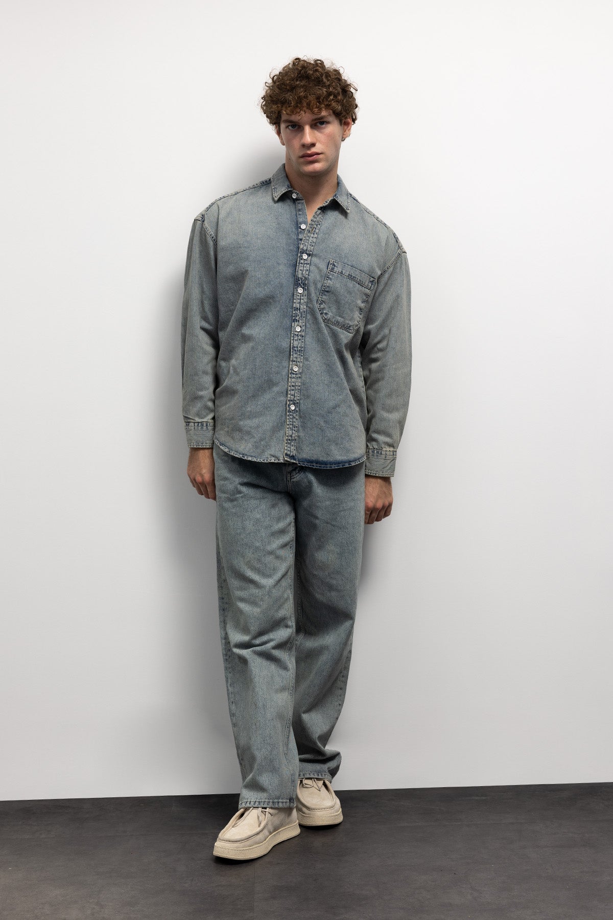 TEK CEPLİ DENIM GÖMLEK - MAVİ - GÖMLEK