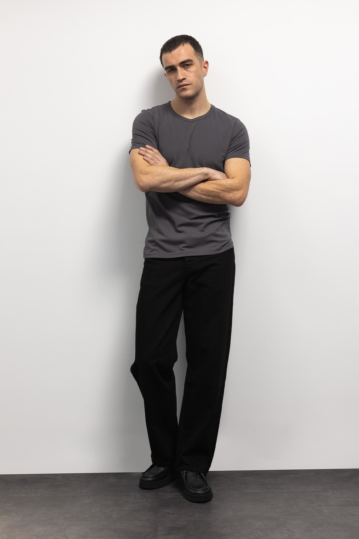 DAR KESİM T-SHIRT - ANTRASİT - T-SHIRT
