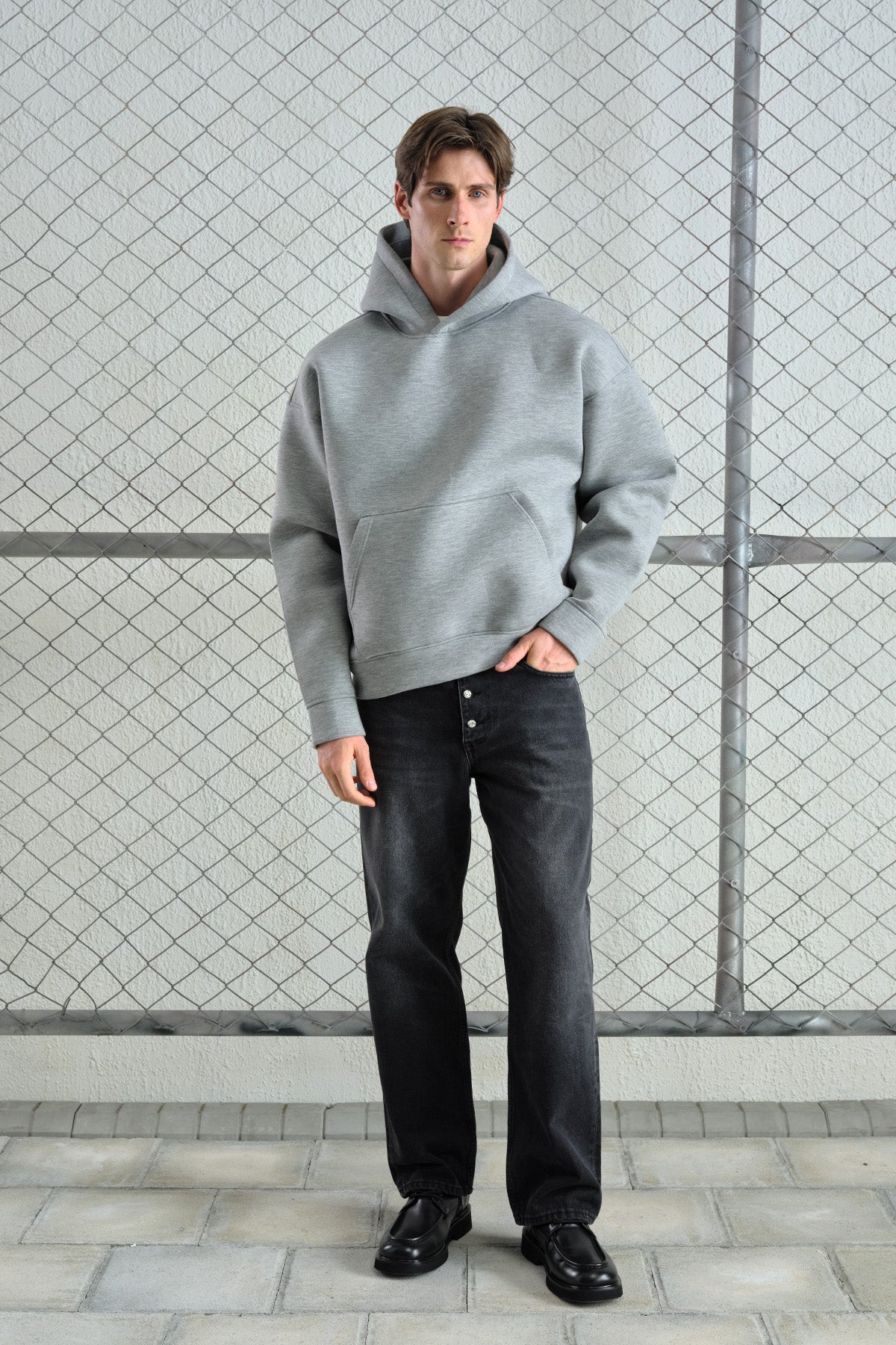 OVERSIZE KAPÜŞONLU SCUBA GRİ SWEATSHIRT