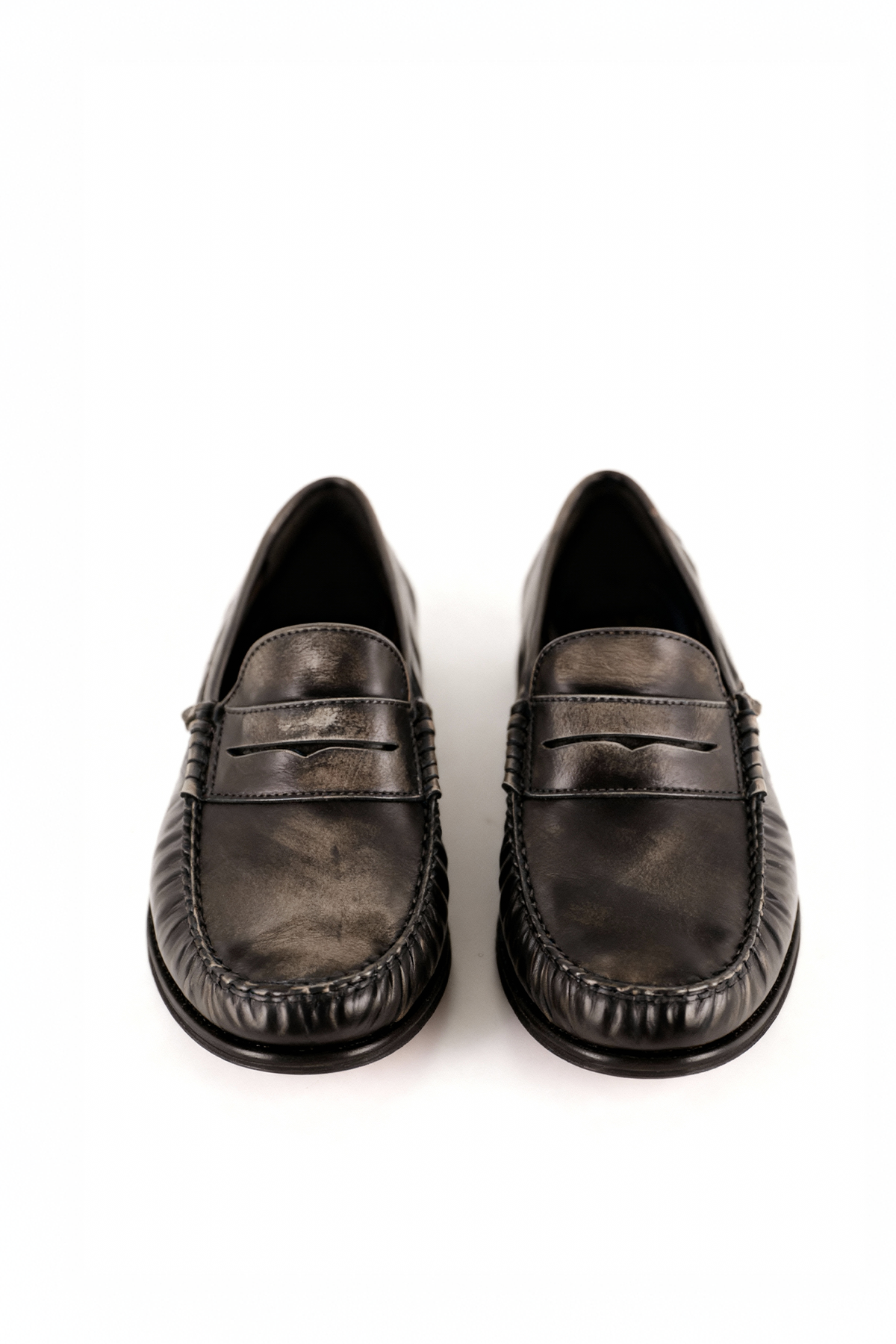BLACK GRAY EFFECT LOAFER SHOES