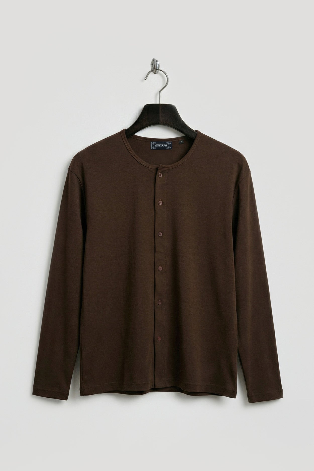 DRAPED KNIT BROWN SHIRT