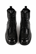 EFFECTIVE LACED LEATHER BLACK BOOT