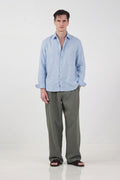 100% LINEN OVERSIZED BLUE SHIRT