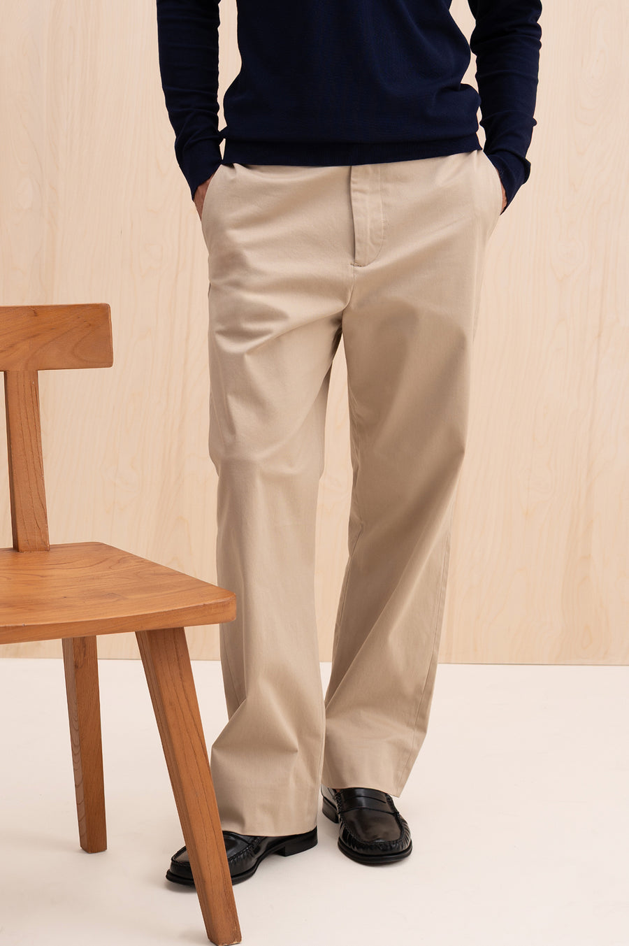 GABARDINE BEIGE CHINO TROUSERS
