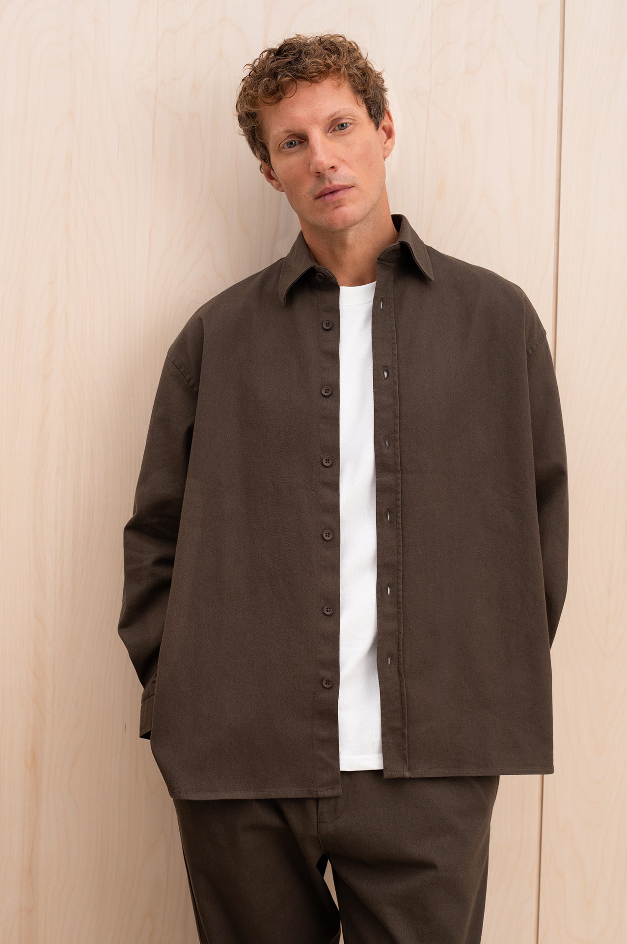 OVERSIZE KHAKI GABARDINE SHIRT