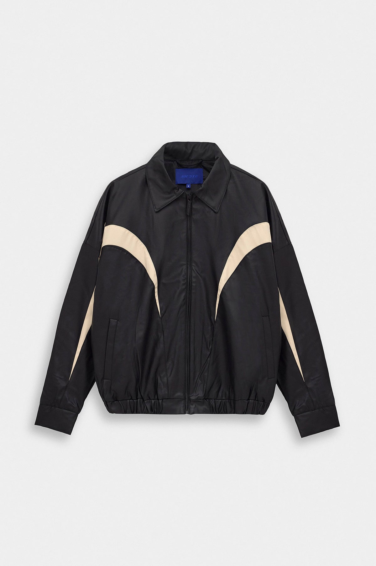 CONTRAST PANELLED BLACK LEATHER JACKET - 4