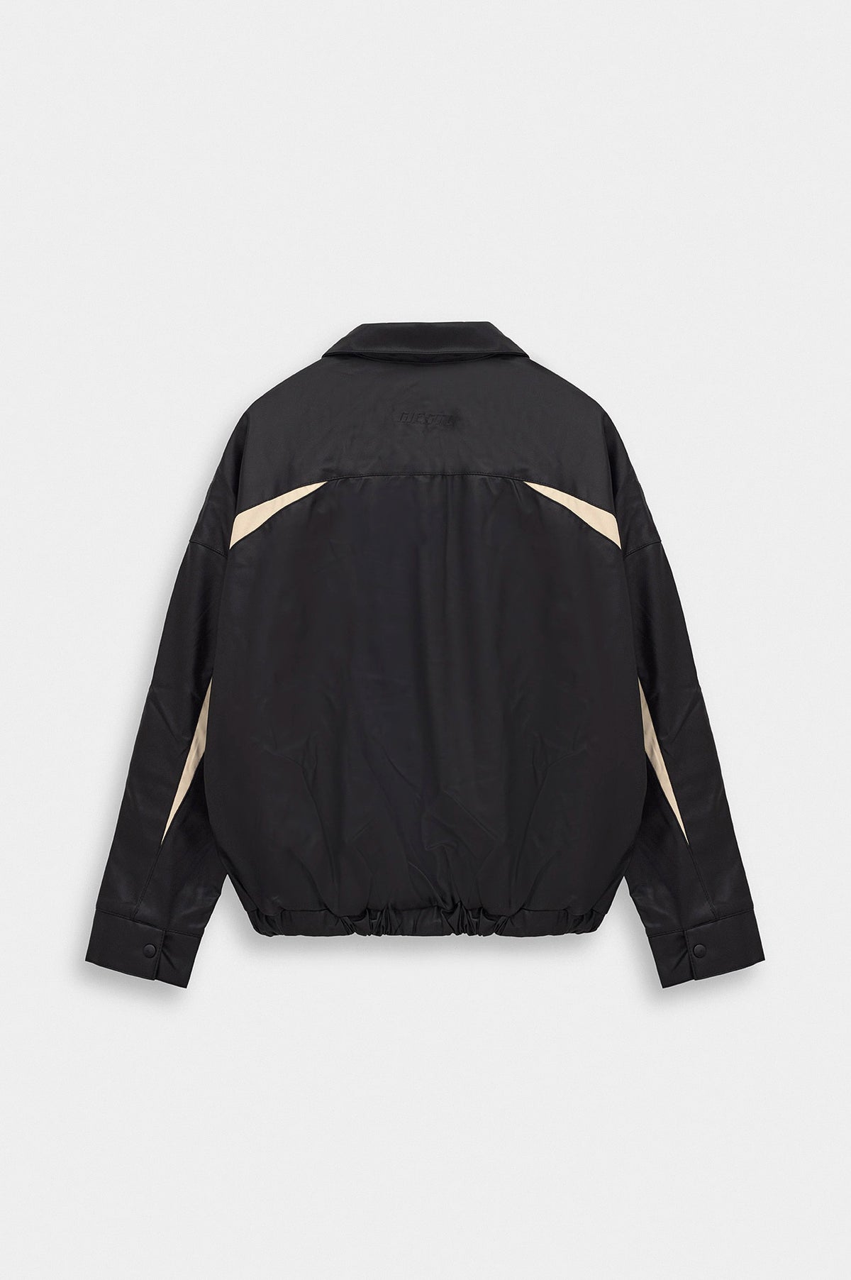 CONTRAST PANELLED BLACK LEATHER JACKET - 7