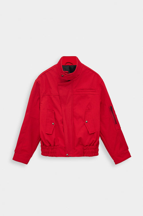 STAND COLLAR LINING FLEECE-LINED RED TECHNICAL JACKET - 3