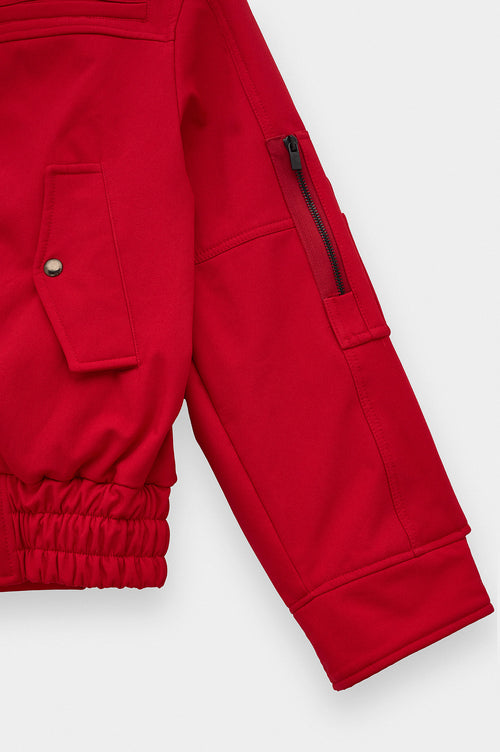 STAND COLLAR LINING FLEECE-LINED RED TECHNICAL JACKET - 5