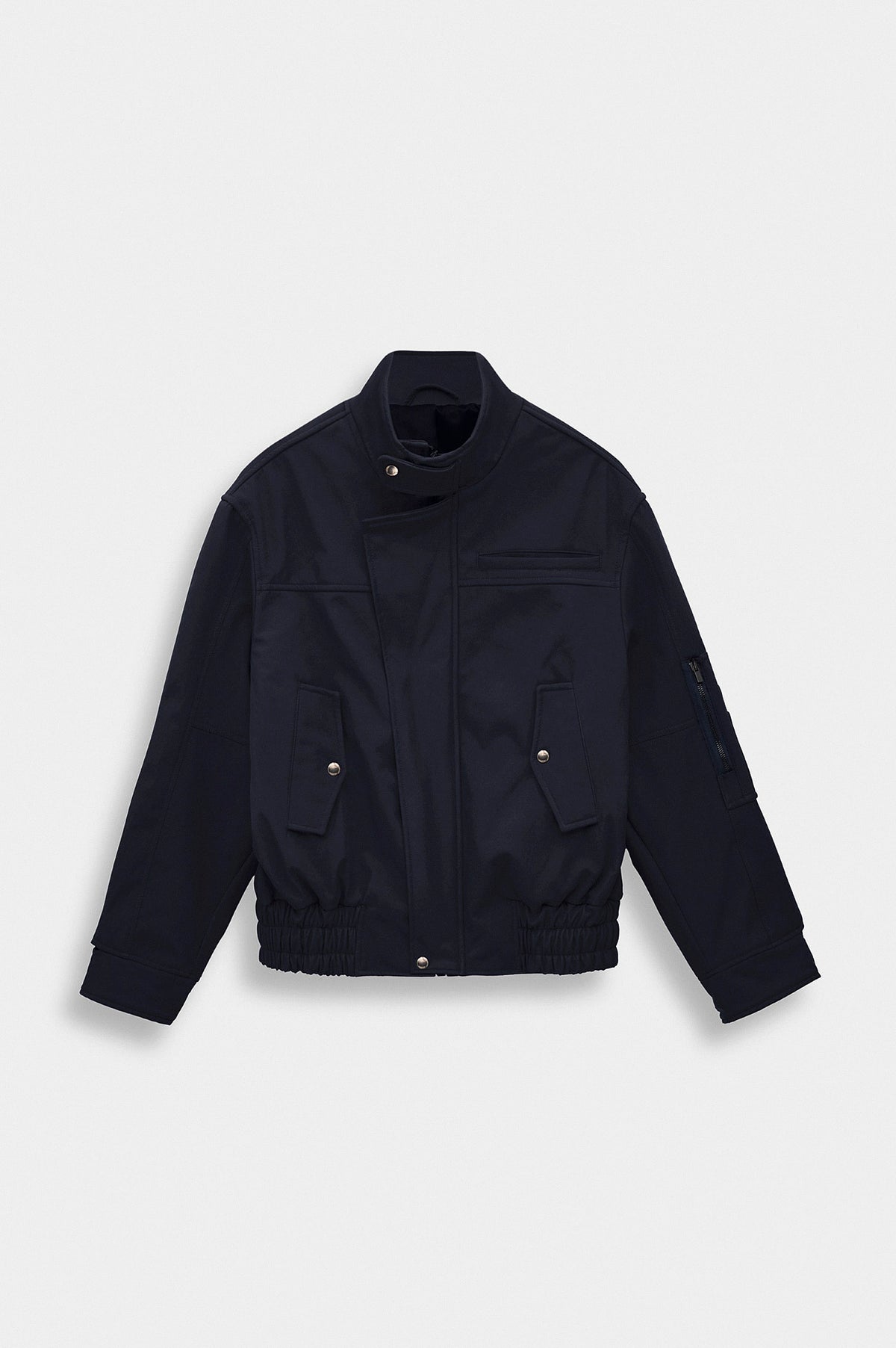 STAND COLLAR LINING FLEECE-LINED NAVY TECHNICAL JACKET - 1