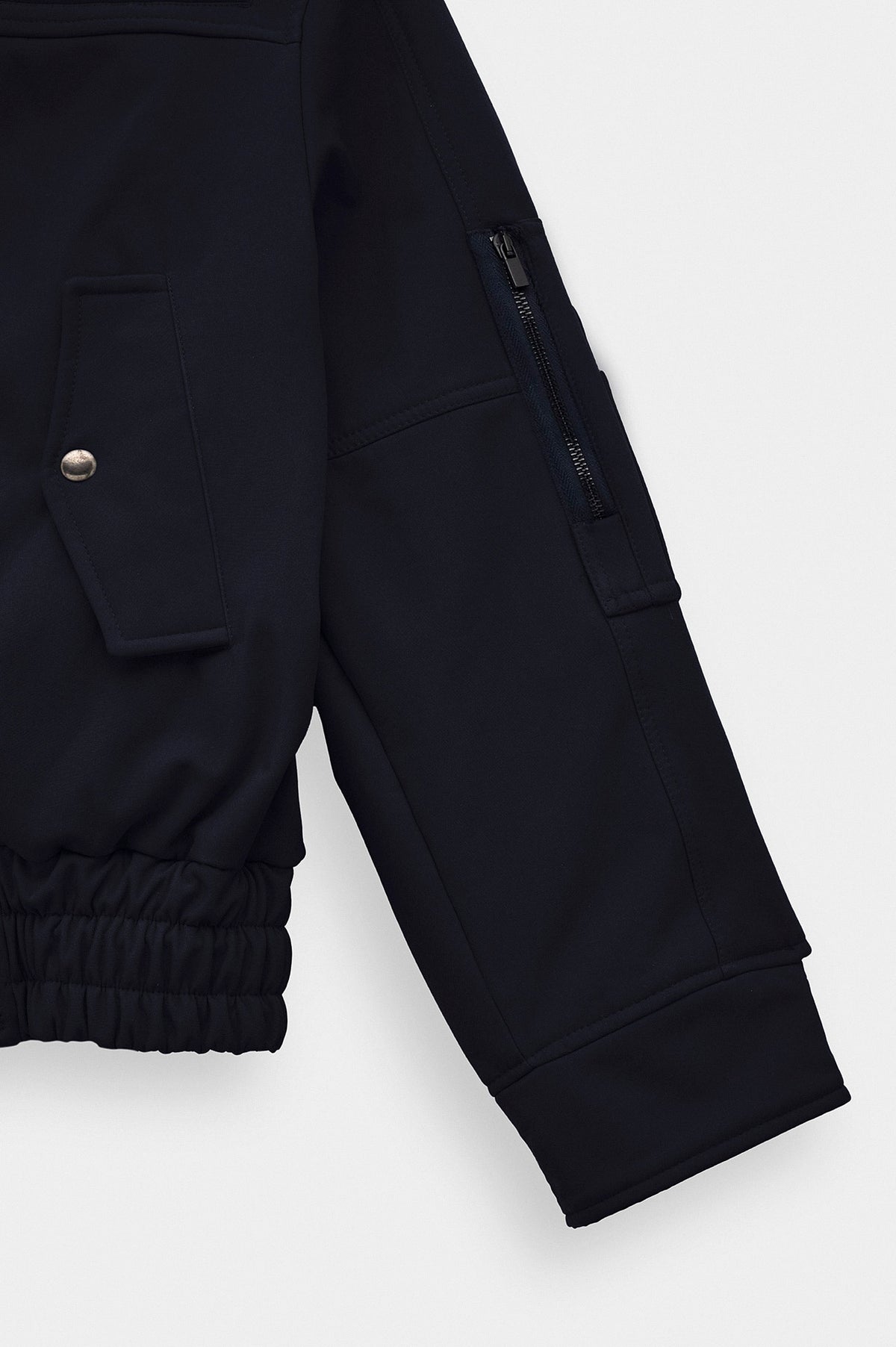 STAND COLLAR LINING FLEECE-LINED NAVY TECHNICAL JACKET - 3
