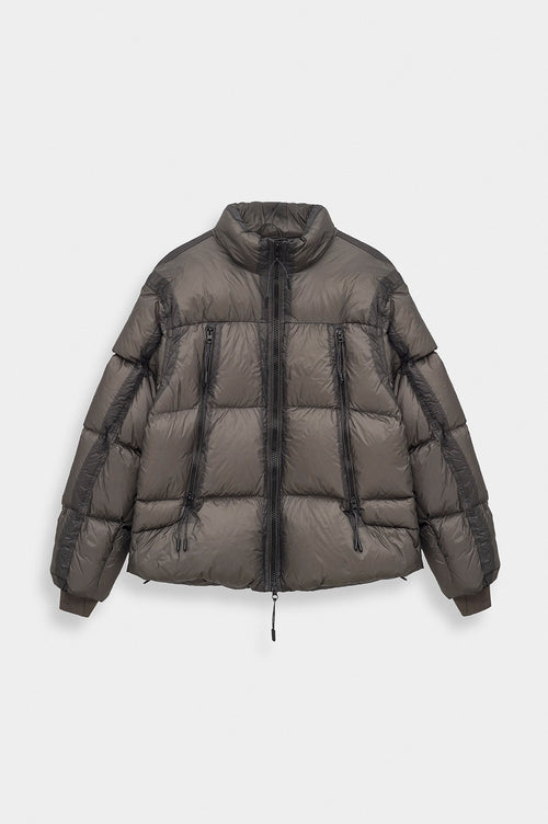 GOOSE DOWN TRANSPARENT KHAKI PUFFER JACKET - 1