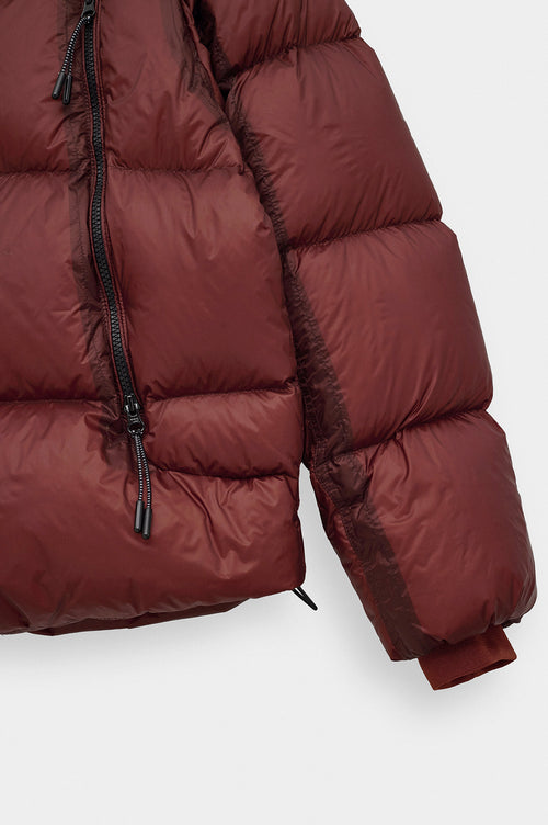 GOOSE DOWN TRANSPARENT BURGUNDY PUFFER JACKET - 3