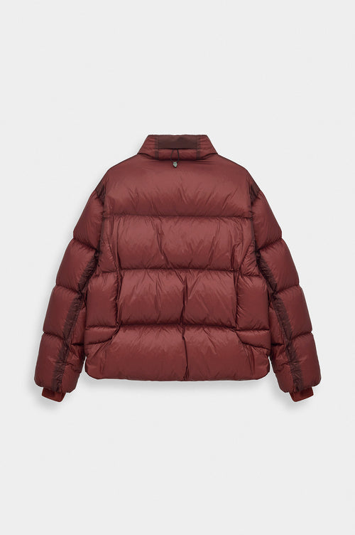 GOOSE DOWN TRANSPARENT BURGUNDY PUFFER JACKET - 4