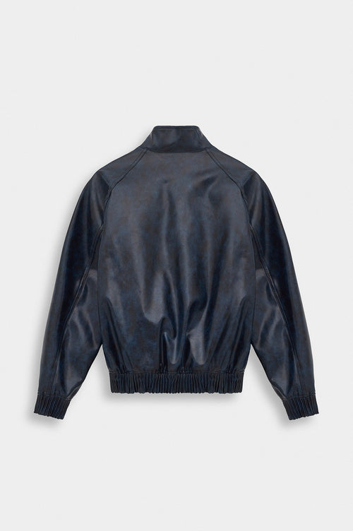 DISTRESSED NAVY LEATHER JACKET - 4
