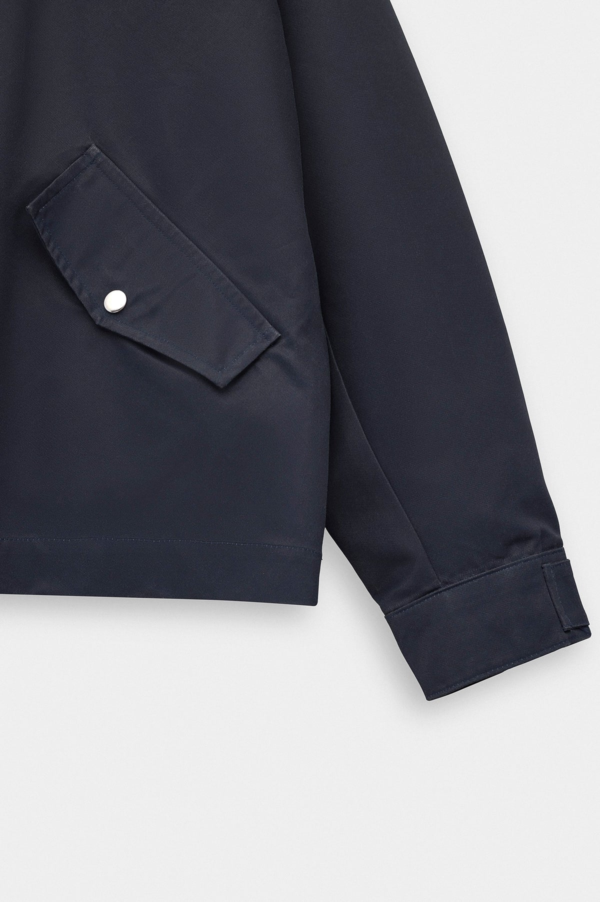CONTRAST COLLAR WAX-COATED NAVY SHORT JACKET - 4