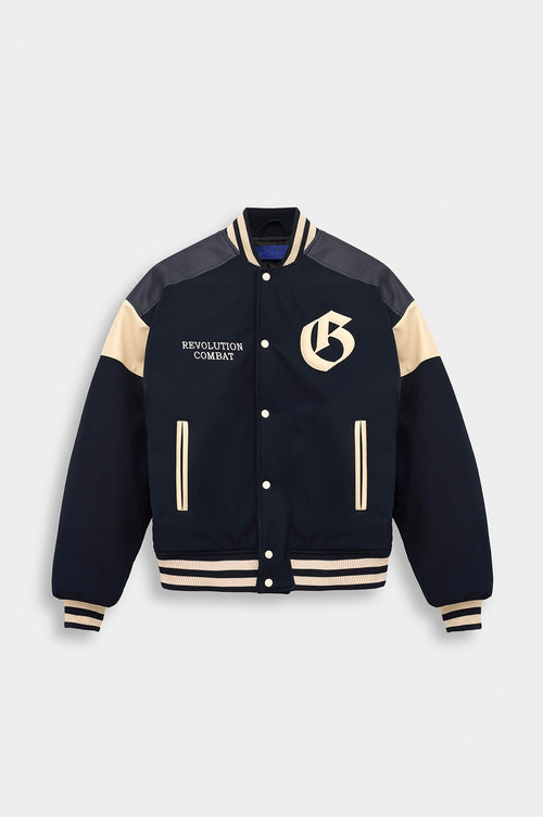 EMBROIDERED NAVY VARSITY JACKET - 3