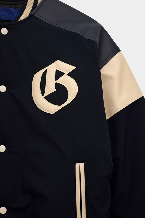 EMBROIDERED NAVY VARSITY JACKET - 4