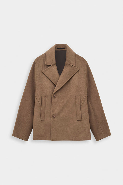 SHORT MELTON TAUPE COAT - 3