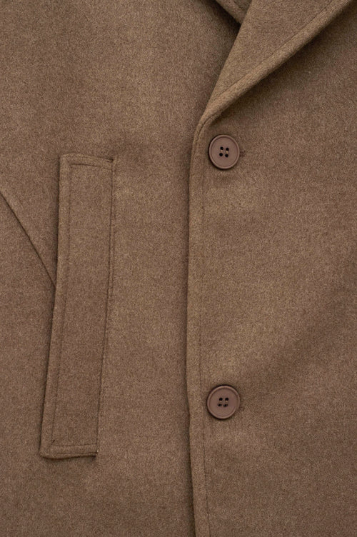 SHORT MELTON TAUPE COAT - 5