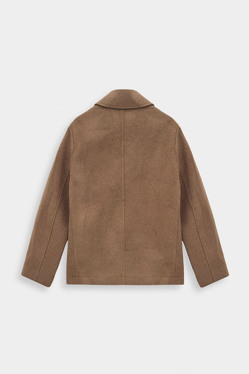 SHORT MELTON TAUPE COAT - 6