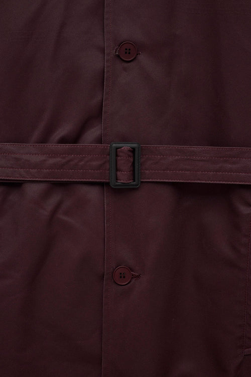 BELTED WAX-COATED BURGUNDY TRENCH COAT - 6