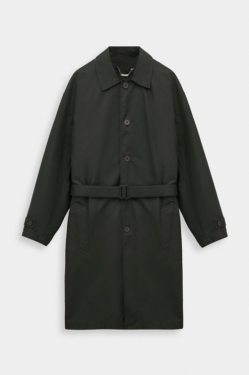 BELTED WAX-COATED KHAKI TRENCH COAT - 1