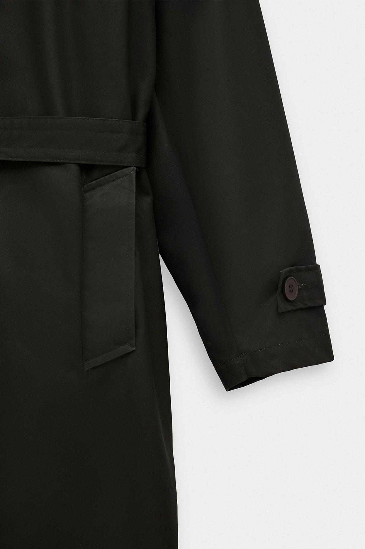 BELTED WAX-COATED KHAKI TRENCH COAT - 3
