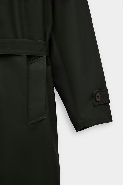 BELTED WAX-COATED KHAKI TRENCH COAT - 3