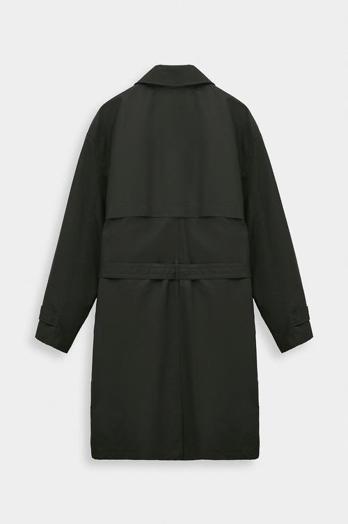 BELTED WAX-COATED KHAKI TRENCH COAT - 4