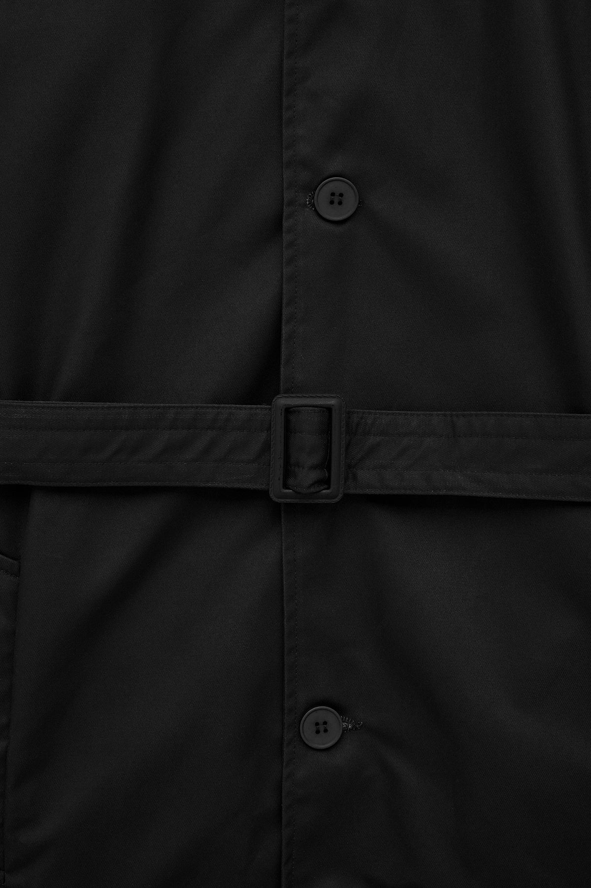 BELTED WAX-COATED BLACK TRENCH COAT - 2