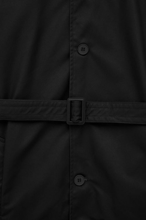 BELTED WAX-COATED BLACK TRENCH COAT - 2