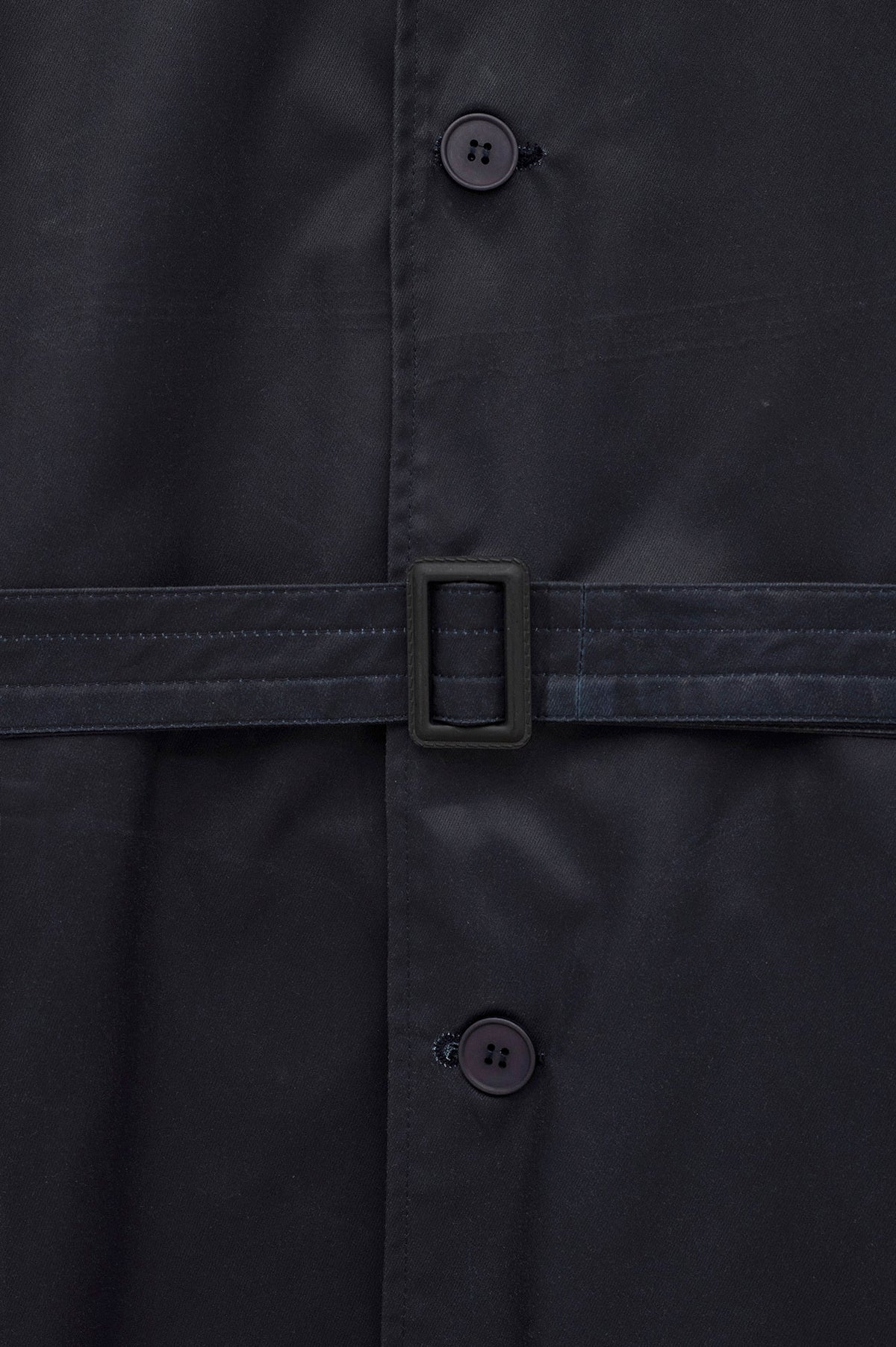 BELTED WAX-COATED NAVY TRENCH COAT - 2