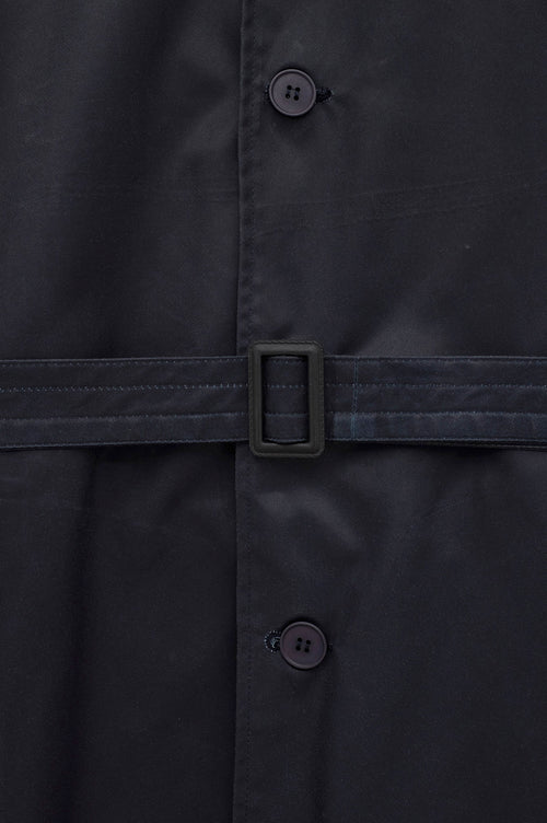 BELTED WAX-COATED NAVY TRENCH COAT - 2