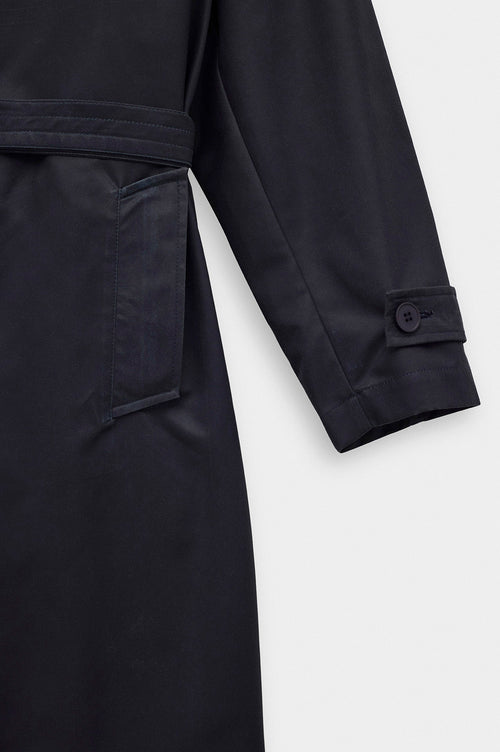BELTED WAX-COATED NAVY TRENCH COAT - 3