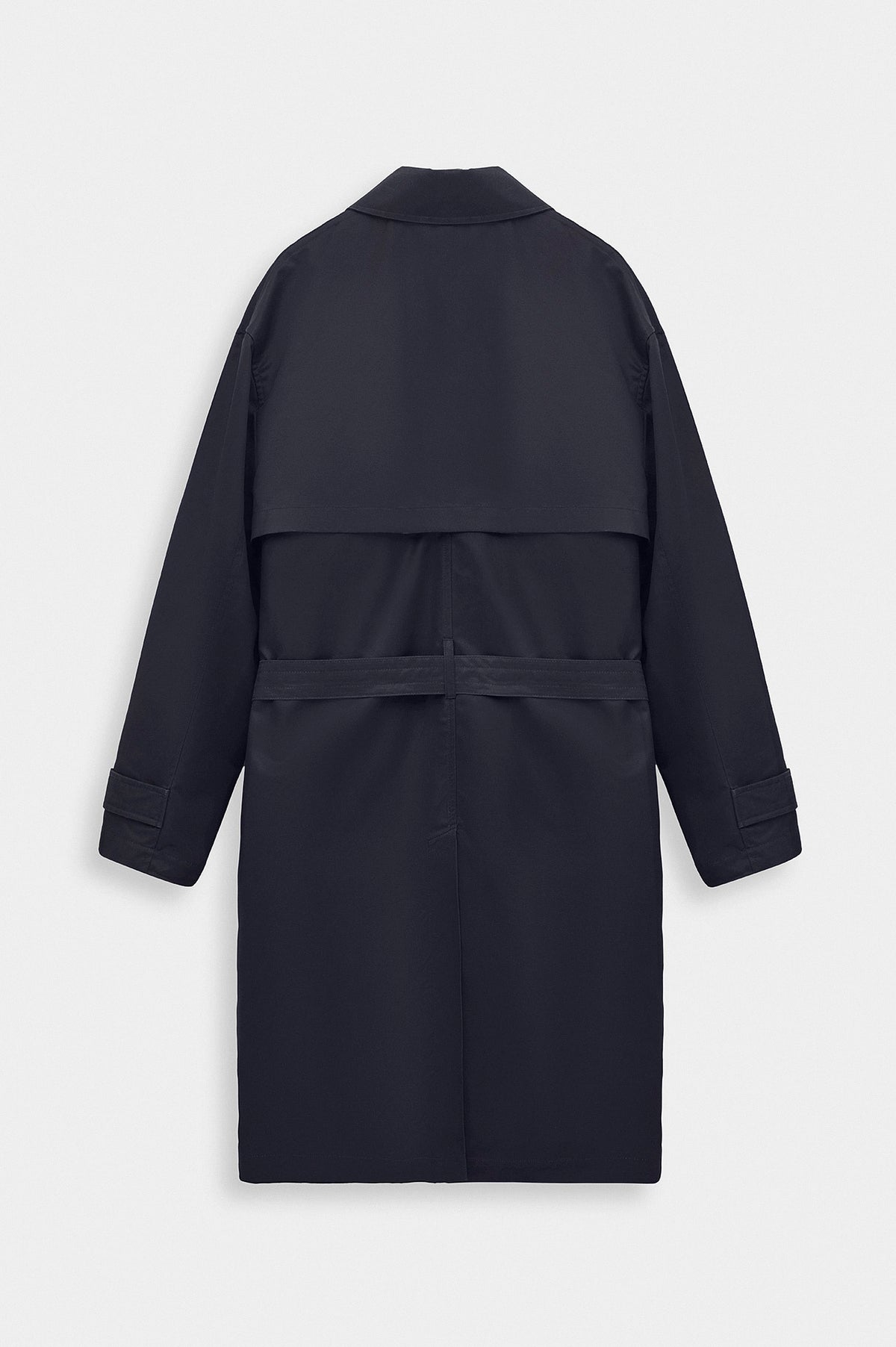 BELTED WAX-COATED NAVY TRENCH COAT - 4