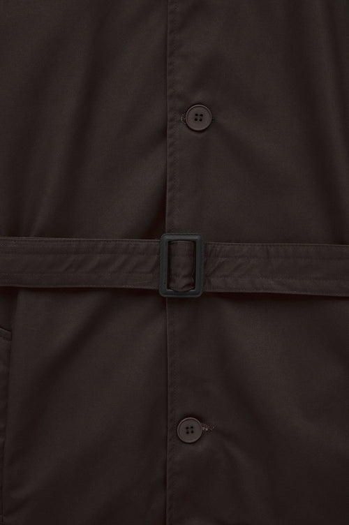 BELTED WAX-COATED BROWN TRENCH COAT - 3