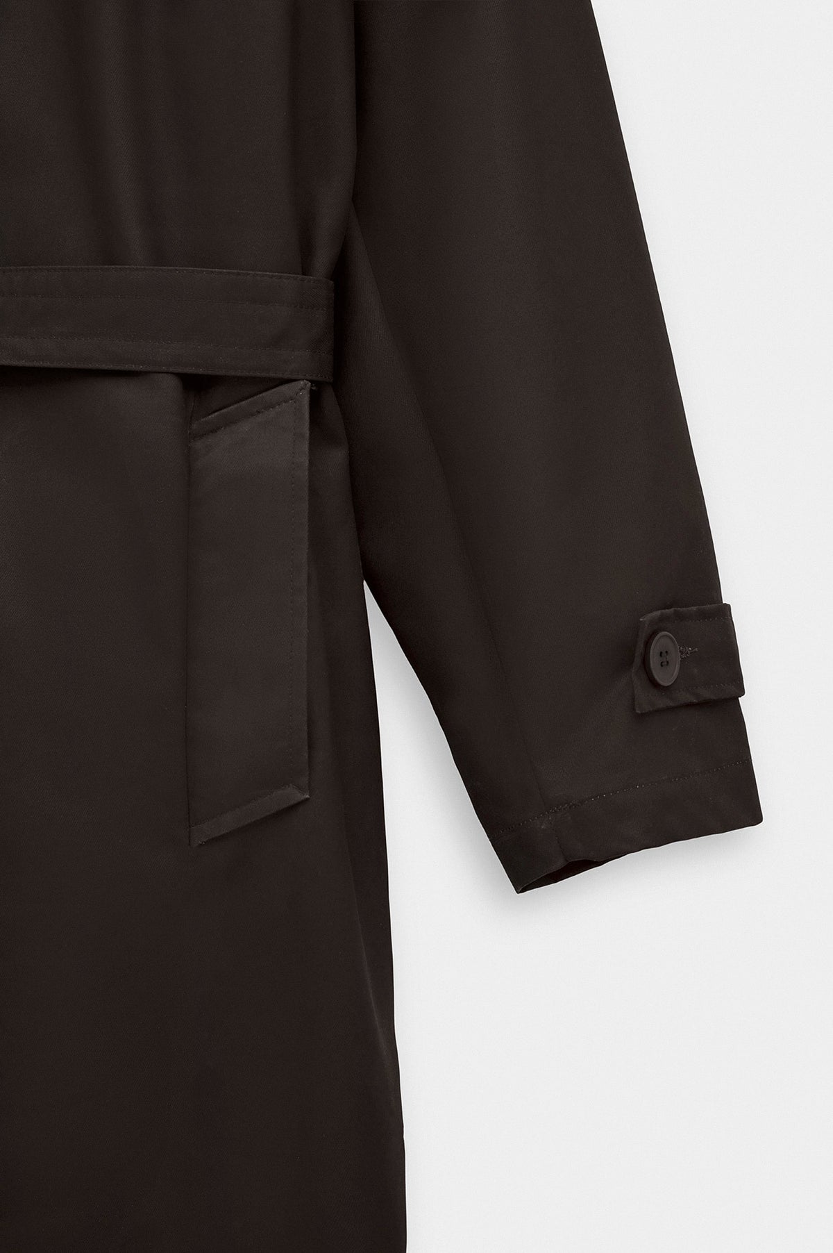 BELTED WAX-COATED BROWN TRENCH COAT - 2