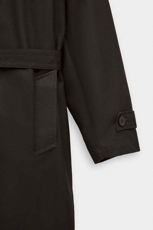 BELTED WAX-COATED BROWN TRENCH COAT - 2