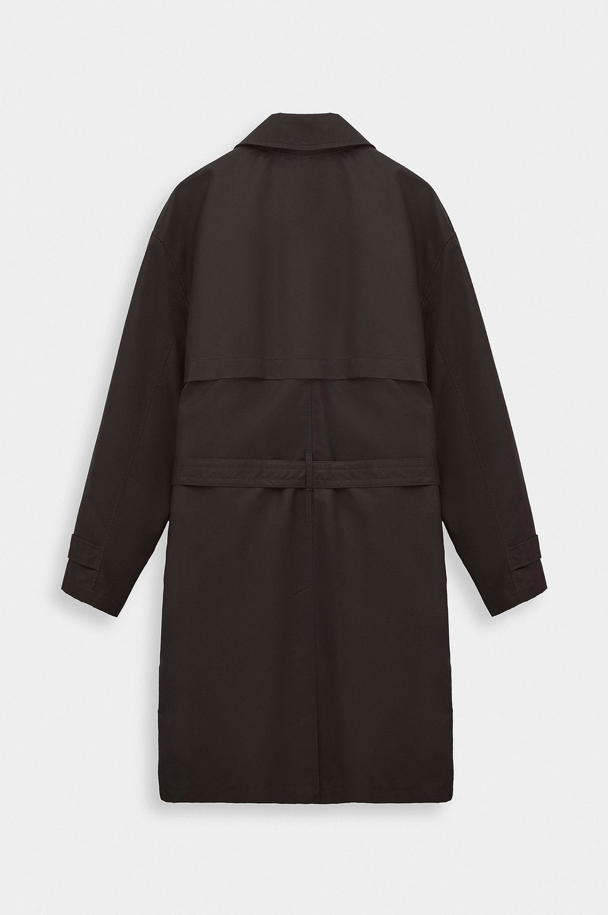 BELTED WAX-COATED BROWN TRENCH COAT - 4